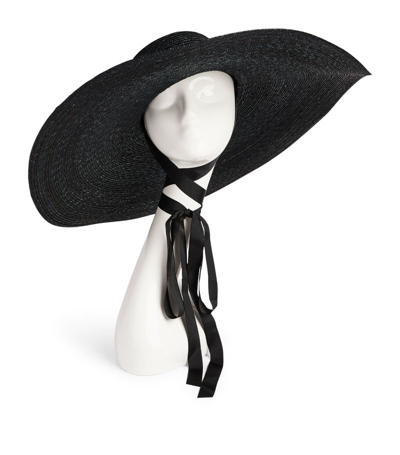 Eliurpi Straw Maxi Boater Hat In Black