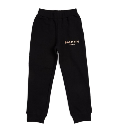 Balmain Kids' Logo Cotton Sweatpants In Black/white