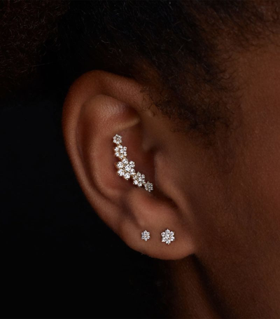 Maria Tash Diamond Flower Threaded Single Stud Earring (3mm) In Gold