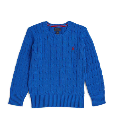 Ralph Lauren Kids' Cable-knit Polo Pony Jumper (2-7 Years) In Blue