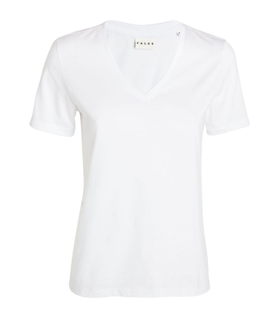 Falke Pima Cotton V-neck T-shirt In White