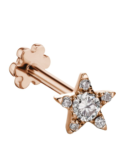 Maria Tash Diamond Star Threaded Stud Earring (4.5mm) In Rose Gold