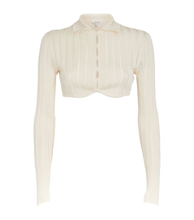 Alaïa Ribbed-knit Cropped Cardigan In White