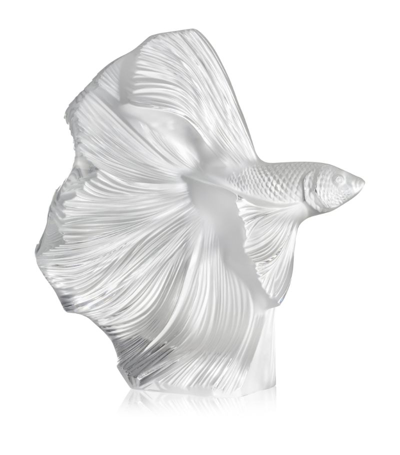 Lalique Large Fighting Fish Sculpture In Clear
