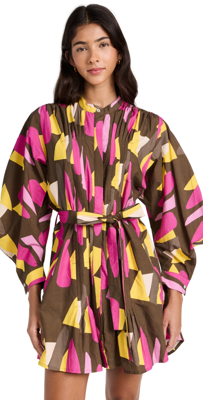 Truth Dina Shirt Dress In Confetti Brush Strokes Walnut