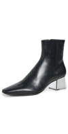 SIMKHAI RYDER LEATHER SQUARE TOE ANKLE BOOTS BLACK