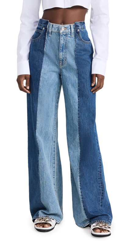 Slvrlake Eva Paneled High-rise Wide-leg Jeans In Medium Wash