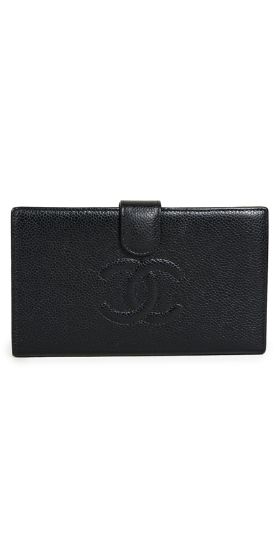 Pre-owned Chanel Black Caviar Timeless Cc Long Wallet