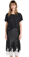 3.1 Phillip Lim Draped Cotton-jersey And Lace-trimmed Satin Midi Dress In Black/black