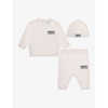 KENZO KENZO IVORY LOGO-EMBROIDERED KNITTED COTTON-BLEND THREE-PIECE SET 1-9 MONTHS,67706373