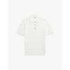 Reiss Mens White Blaze Basket-weave Short-sleeve Cotton Polo