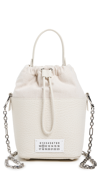 Maison Margiela Chalk Leather And Canvas Mini 5ac Bucket Bag In Wisteria
