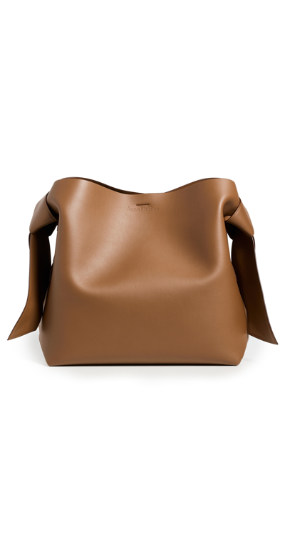 Acne Studios Midi Musubi Leather Shoulder Bag In Camel Brown