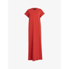 Allsaints Womens Red Clay Anna Short-sleeve Cotton Maxi Dress