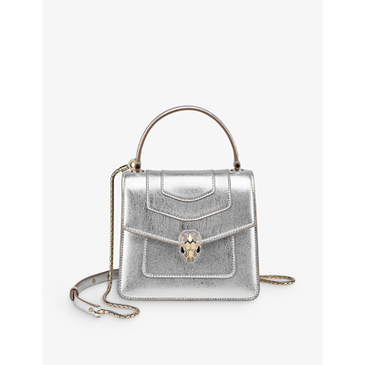 Bvlgari Womens Silver Serpenti Forever Leather Top-handle Bag