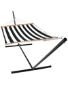Sunnydaze Quilted Spreader Bar Hammock Bed With 15' Stand In Black