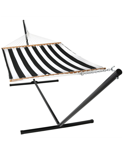 Sunnydaze Quilted Spreader Bar Hammock Bed With 15' Stand In Black