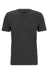 Hugo Boss Organic-cotton T-shirt With Curved Logo In Black