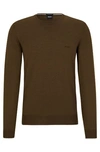 Hugo Boss Cotton-jersey Regular-fit Sweatshirt With Embroidered Logo In Brown