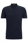 Hugo Boss Cotton-piqué Polo Shirt With Tonal Logo In Blue
