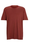 Hugo Boss Cotton-silk T-shirt With Fineline Stripes And Double Collar In Red