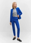 Mango Rome Knit Straight Trousers Blue In Blue