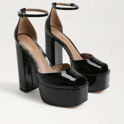 Sam Edelman Kori Ankle Strap Peep Toe Platform Sandal In Black