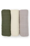 Little Unicorn Kids' 3-pack Muslin Swaddle Blanket In Fern 2