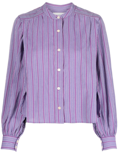Marant Etoile Stripe-print Cotton Shirt In Purple