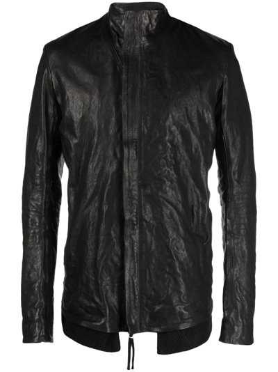 Boris Bidjan Saberi Brushed High-neck Leather Jacket In Black