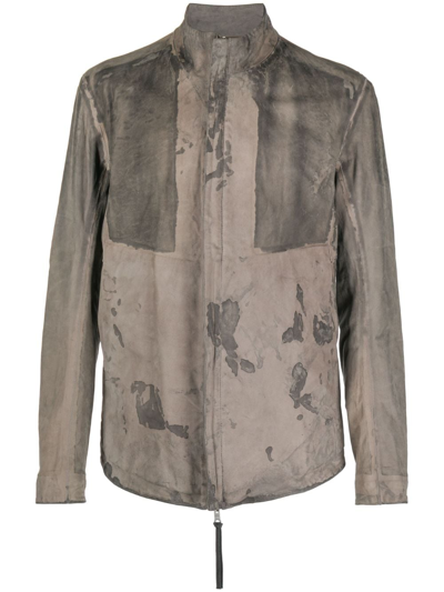 Boris Bidjan Saberi Reversible High-neck Leather Jacket In Grey