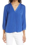 Vince Camuto Rumple Fabric Blouse In Deep Azure
