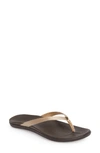 Olukai Ho Opio Leather Flip Flop In Grey