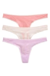 On Gossamer 3-pack Mesh Thongs In Lupine/ Mauve/ Soft Coral