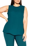 City Chic Avery Circle Trim Sleeveless Top In Teal