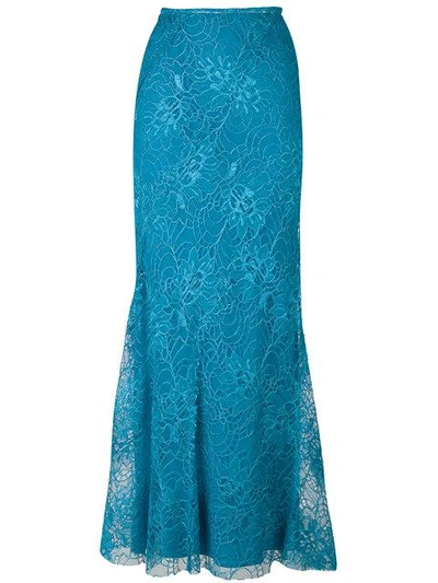 Alberta Ferretti Embroidered Skirt In Blue