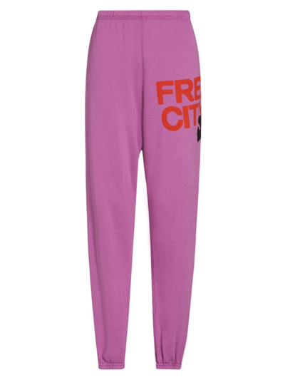 Freecity Women's Logo Cotton Sweatpants In Pink Plant