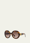 Miu Miu Mu 11ys Logo Round Acetate Sunglasses In Blond Hav