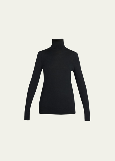 Chloé Fine Wool Knit Turtleneck In Black