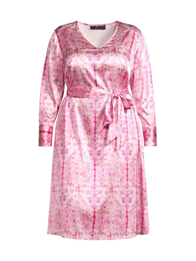 Gabriella Rossetti Vittoria Batik-print Silk Charmeuse Midi Dress In Pink Multi