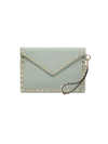 Valentino Garavani Women's Rockstud Grainy Calfskin Pouch In Water Green