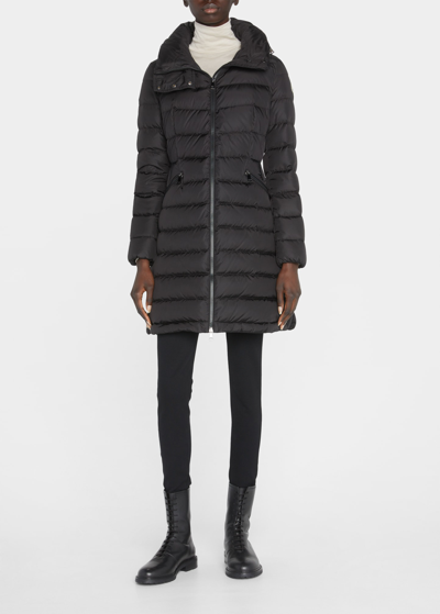 Moncler Flammette High-neck Puffer Coat In Black