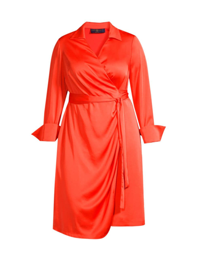 Gabriella Rossetti Women's Silvia Satin Wrap Midi-dress In Persimmon