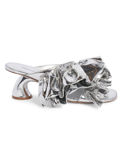 Dries Van Noten Women's 60mm Metallic Leather Sandals In Silver