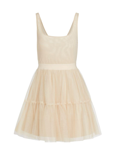 Alice And Olivia Women's Chara Tiered Tulle Minidress In Champagne