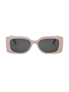 Dior Women's Pacific S1u 53mm Acetate Rectangular Sunglasses In Shiny Pink Smoke