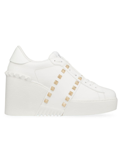 Valentino Garavani Open Disco Leather Sneakers In White