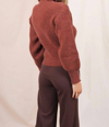 FORE MOCK NECK CUT-OUT SWEATER IN BROWN