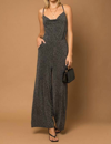 GILLI METALLIC COWL NECK JUMPSUIT IN GREY