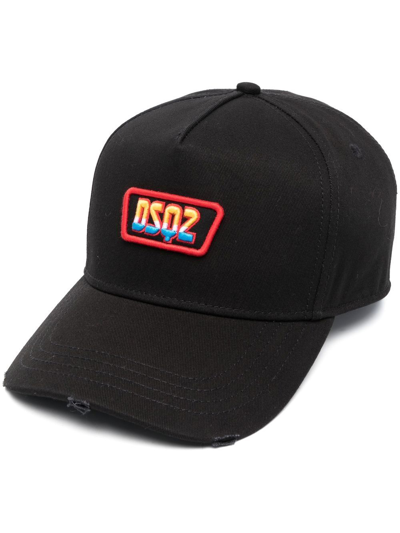 Dsquared2 Logo-appliqué Cotton Cap In Black